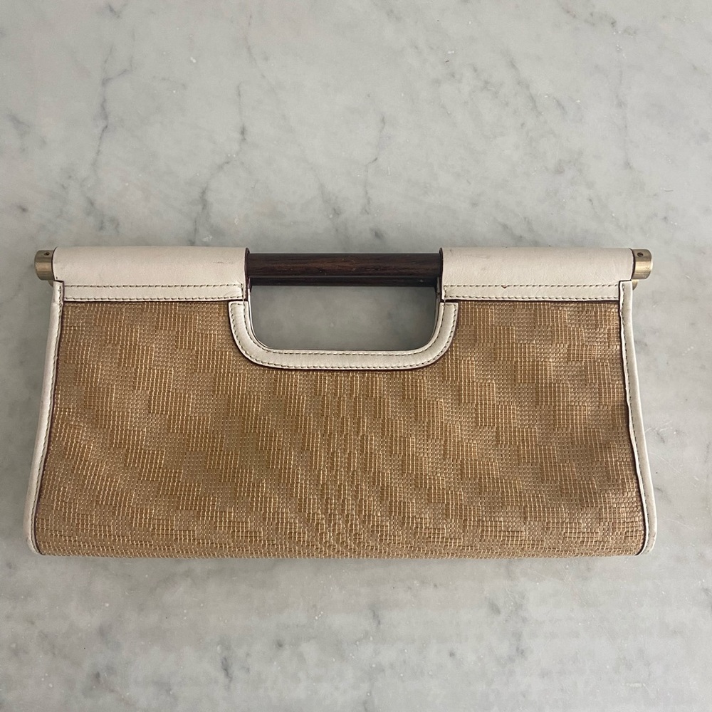 Straw & white Leather clutch